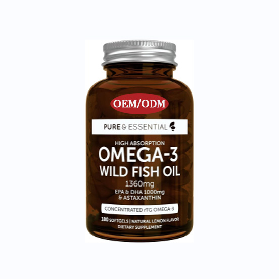 OEM Source Factory Supports Customized Pure Essential High Absorbent Omega3 Wild Fish Oil EPA DHA and Astaxanthin Lemon flavored
